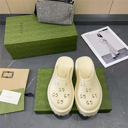 High Quality Luxury Gucci Thick Bottom Hole Slippers – Style 24147 product detail