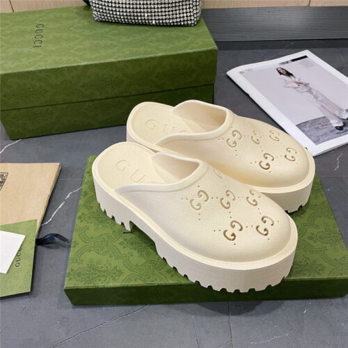 High Quality Luxury Gucci Thick Bottom Hole Slippers – Style 24147