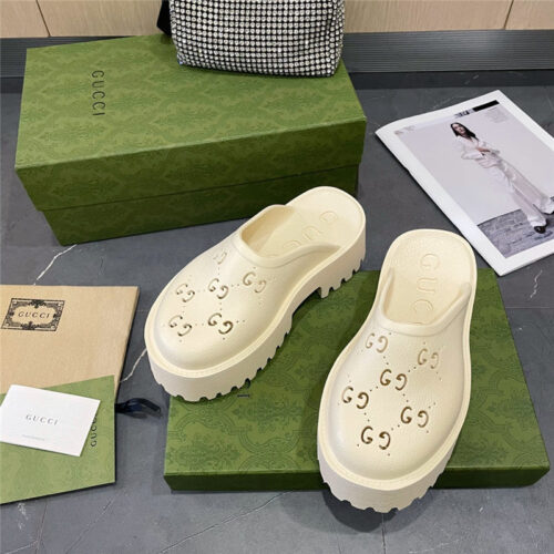 High Quality Luxury Gucci Thick Bottom Hole Slippers – Style 24147 alternate view