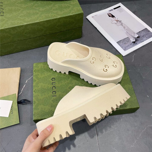 High Quality Luxury Gucci Thick Bottom Hole Slippers – Style 24147 product detail