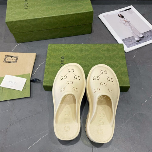 High Quality Luxury Gucci Thick Bottom Hole Slippers – Style 24147 product detail