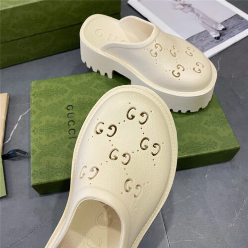 High Quality Luxury Gucci Thick Bottom Hole Slippers – Style 24147 product detail