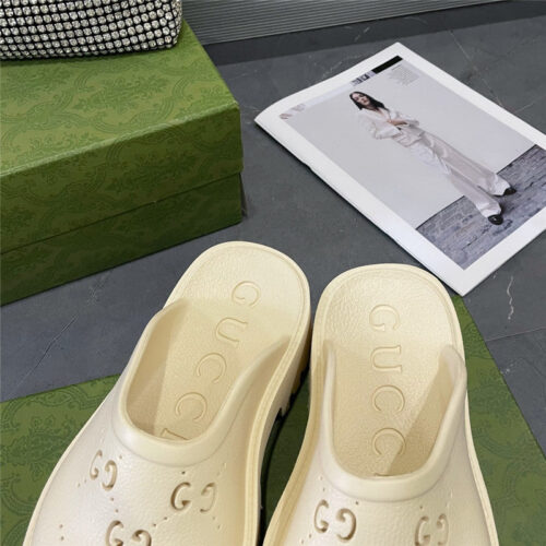 High Quality Luxury Gucci Thick Bottom Hole Slippers – Style 24147 product detail