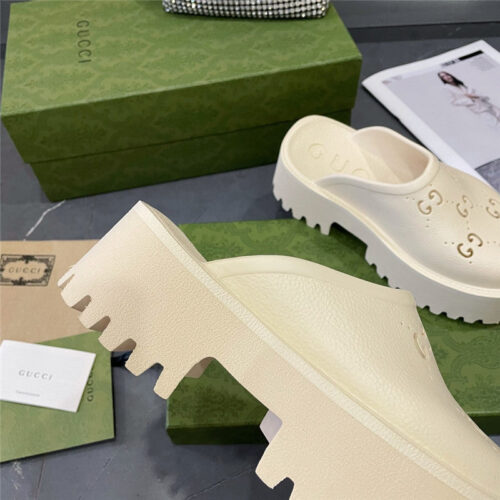 High Quality Luxury Gucci Thick Bottom Hole Slippers – Style 24147 product detail