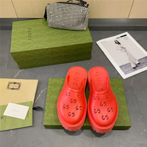 High Quality Luxury Gucci Thick Bottom Hole Slippers – Style 84595 product detail