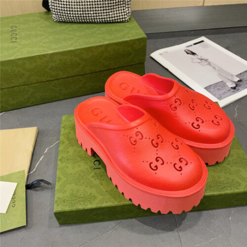 High Quality Luxury Gucci Thick Bottom Hole Slippers – Style 84595