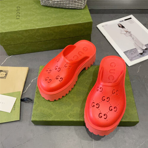 High Quality Luxury Gucci Thick Bottom Hole Slippers – Style 84595 alternate view