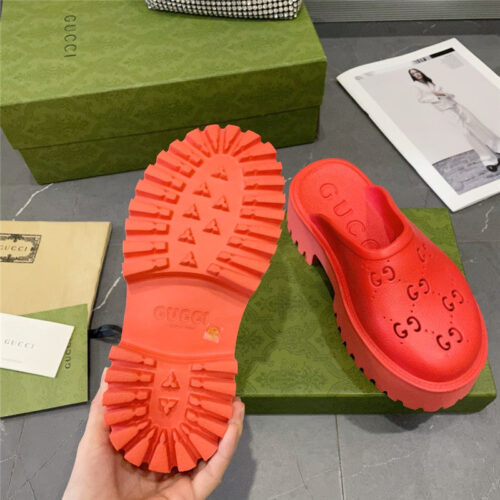 High Quality Luxury Gucci Thick Bottom Hole Slippers – Style 84595 product detail