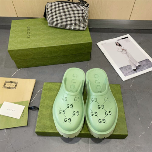 High Quality Luxury Gucci Thick Bottom Hole Slippers – Style 17363 product detail