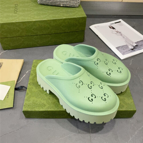 High Quality Luxury Gucci Thick Bottom Hole Slippers – Style 17363