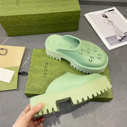 High Quality Luxury Gucci Thick Bottom Hole Slippers – Style 17363 product detail