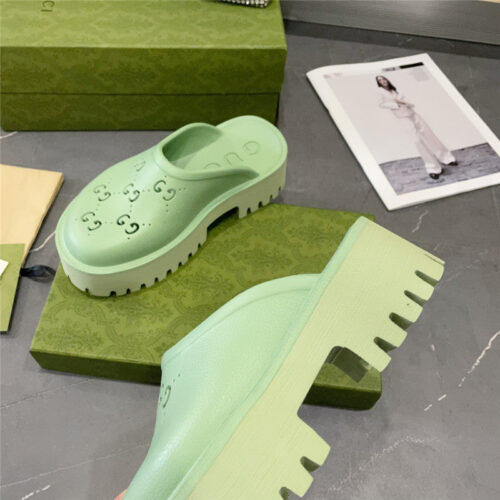 High Quality Luxury Gucci Thick Bottom Hole Slippers – Style 17363 product detail