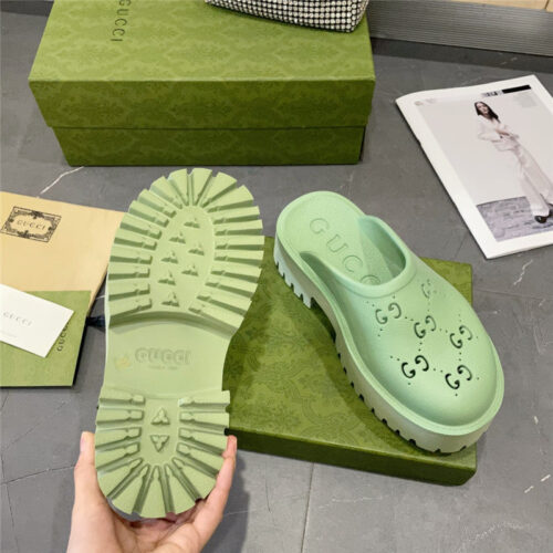 High Quality Luxury Gucci Thick Bottom Hole Slippers – Style 17363 product detail