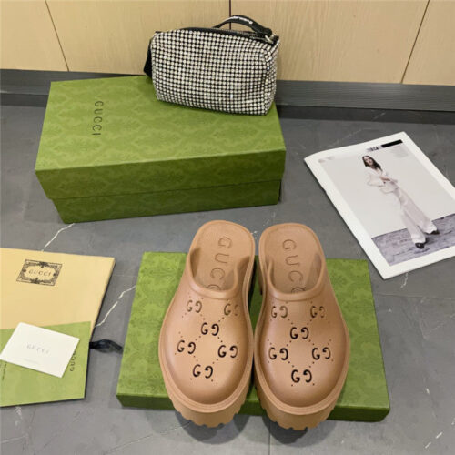 High Quality Luxury Gucci Thick Bottom Hole Slippers – Style 50131 product detail