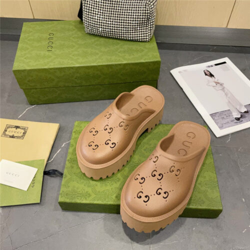 High Quality Luxury Gucci Thick Bottom Hole Slippers – Style 50131 alternate view