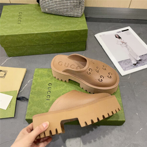 High Quality Luxury Gucci Thick Bottom Hole Slippers – Style 50131 product detail