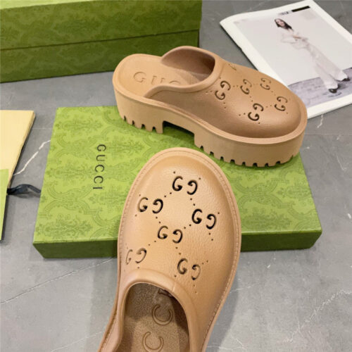 High Quality Luxury Gucci Thick Bottom Hole Slippers – Style 50131 product detail