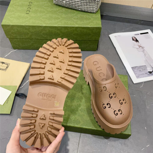 High Quality Luxury Gucci Thick Bottom Hole Slippers – Style 50131 product detail