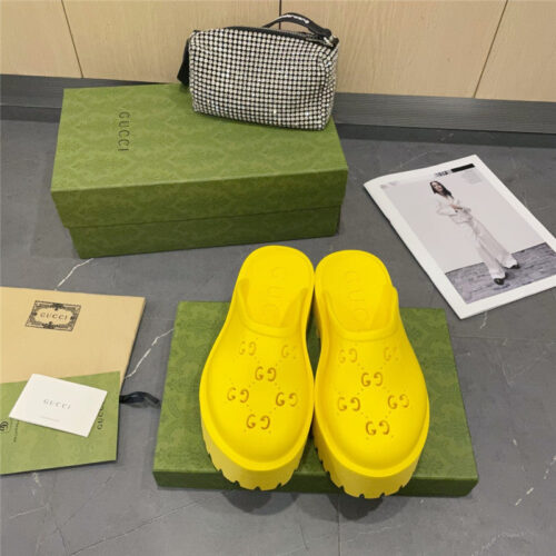 High Quality Luxury Gucci Thick Bottom Hole Slippers – Style 82899 product detail