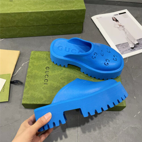 High Quality Luxury Gucci Thick Bottom Hole Slippers – Style 48435 product detail