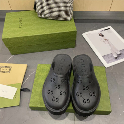 High Quality Luxury Gucci Thick Bottom Hole Slippers – Style 03795 product detail