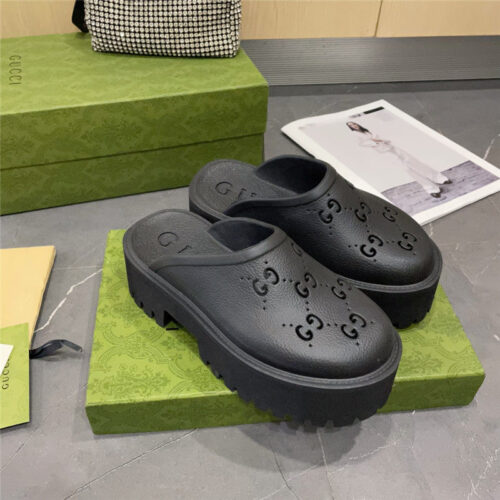 High Quality Luxury Gucci Thick Bottom Hole Slippers – Style 03795