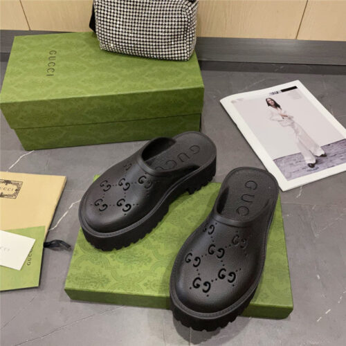 High Quality Luxury Gucci Thick Bottom Hole Slippers – Style 03795 alternate view