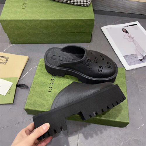 High Quality Luxury Gucci Thick Bottom Hole Slippers – Style 03795 product detail