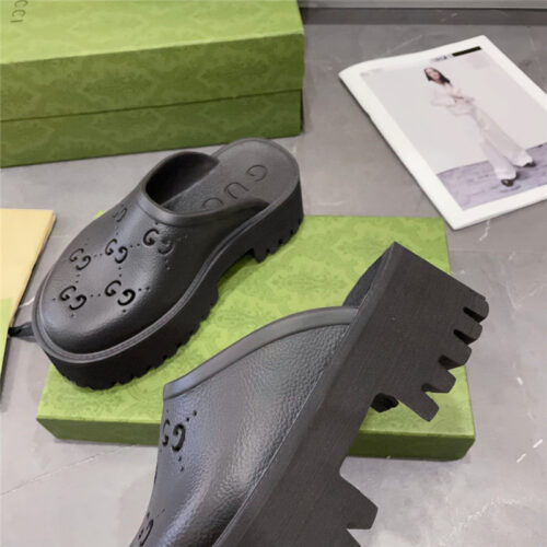 High Quality Luxury Gucci Thick Bottom Hole Slippers – Style 03795 product detail