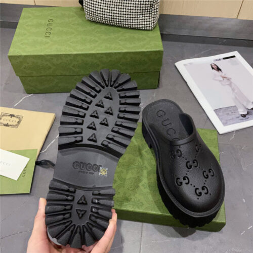 High Quality Luxury Gucci Thick Bottom Hole Slippers – Style 03795 product detail