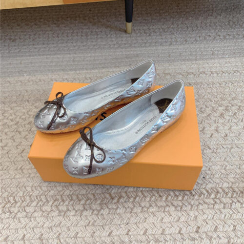 High Quality Luxury Louis Vuitton Nina Flat Bottom Bowknot Shoes – Style 40707