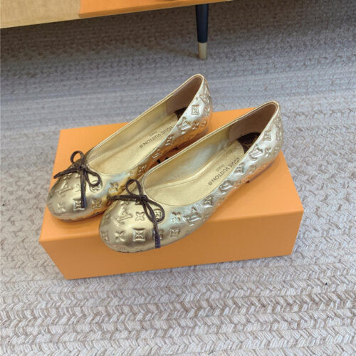 High Quality Luxury Louis Vuitton Nina Flat Bottom Bowknot Shoes – Style 96067