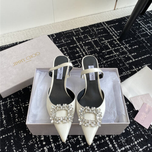 High Quality Luxury Jimmy Choo Square Buckle Drill Point Half Drag – Style 43799 product detail