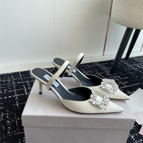 High Quality Luxury Jimmy Choo Square Buckle Drill Point Half Drag – Style 43799