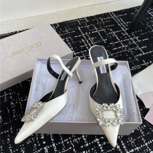High Quality Luxury Jimmy Choo Square Buckle Drill Point Half Drag – Style 43799 product detail