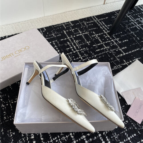 High Quality Luxury Jimmy Choo Square Buckle Drill Point Half Drag – Style 43799 alternate view