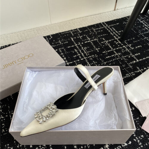 High Quality Luxury Jimmy Choo Square Buckle Drill Point Half Drag – Style 43799 product detail
