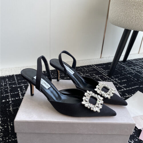 High Quality Luxury Jimmy Choo Square Buckle Drill Point Half Drag – Style 05335