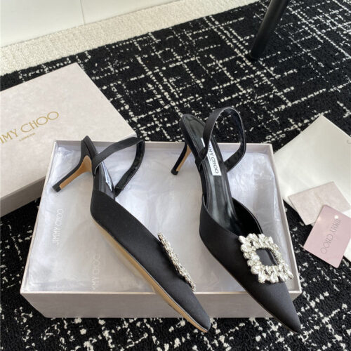 High Quality Luxury Jimmy Choo Square Buckle Drill Point Half Drag – Style 05335 alternate view