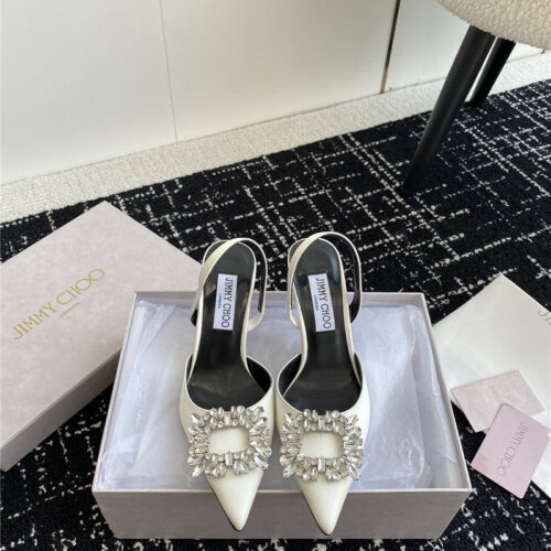 High Quality Luxury Jimmy Choo Square Buckle Drill Point Half Drag – Style 70263 product detail