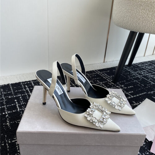 High Quality Luxury Jimmy Choo Square Buckle Drill Point Half Drag – Style 70263