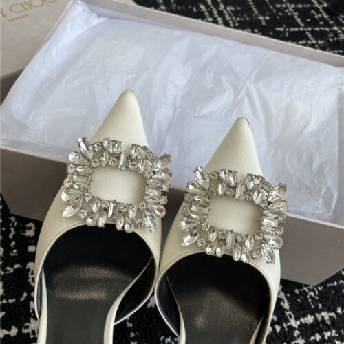 High Quality Luxury Jimmy Choo Square Buckle Drill Point Half Drag – Style 70263 product detail