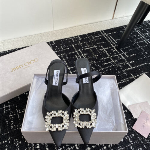 High Quality Luxury Jimmy Choo Square Buckle Drill Point Half Drag – Style 28407 product detail
