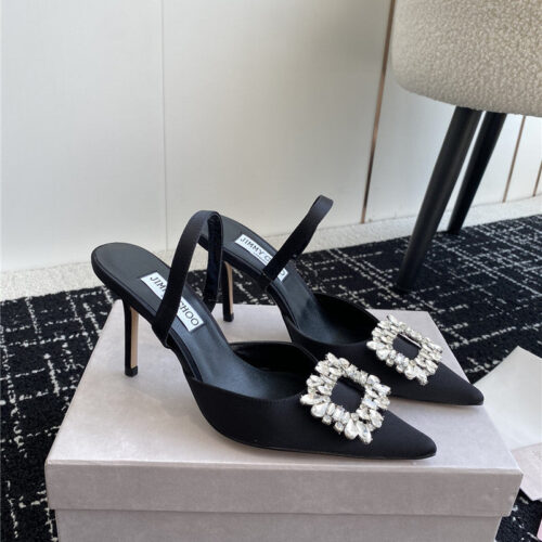 High Quality Luxury Jimmy Choo Square Buckle Drill Point Half Drag – Style 28407
