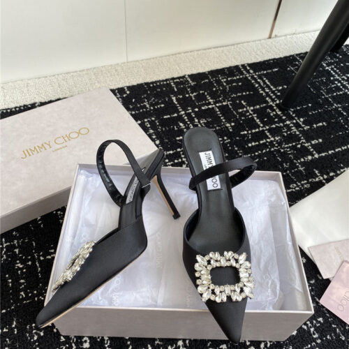 High Quality Luxury Jimmy Choo Square Buckle Drill Point Half Drag – Style 28407 alternate view