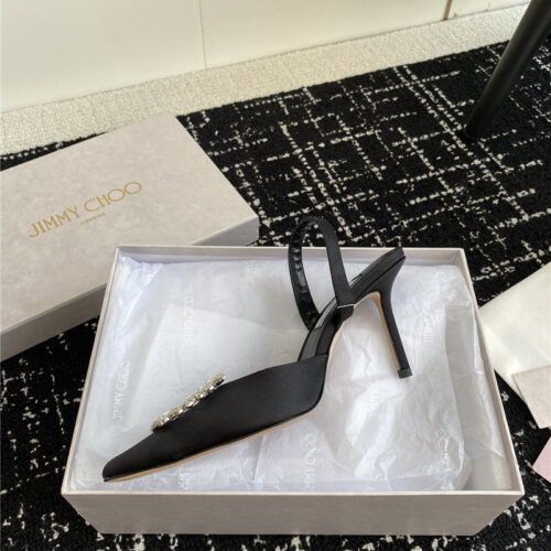 High Quality Luxury Jimmy Choo Square Buckle Drill Point Half Drag – Style 28407 product detail