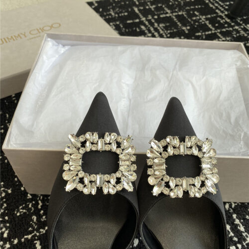 High Quality Luxury Jimmy Choo Square Buckle Drill Point Half Drag – Style 28407 product detail