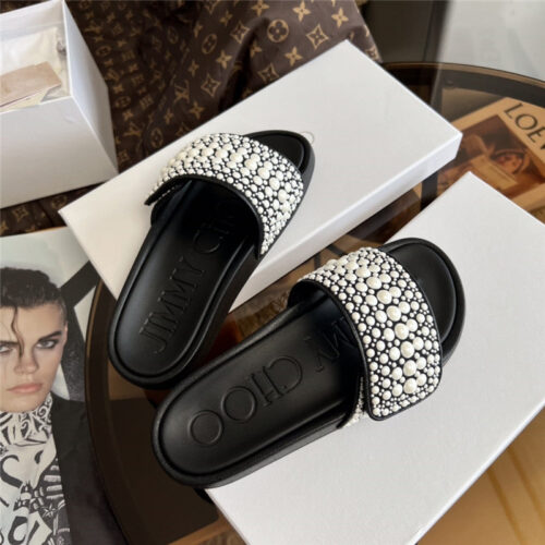 High Quality Luxury Jimmy Choo Fitz Pearl Slides alternate view