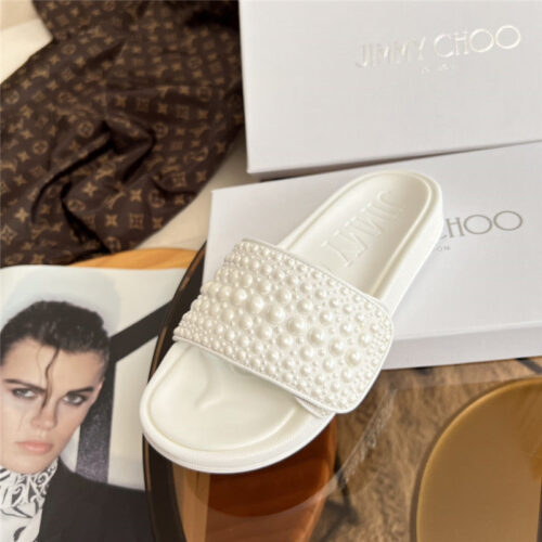 High Quality Luxury Jimmy Choo Fitz Pearl Slides – Style 02135 product detail