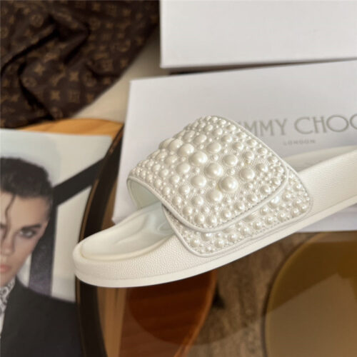 High Quality Luxury Jimmy Choo Fitz Pearl Slides – Style 02135 product detail
